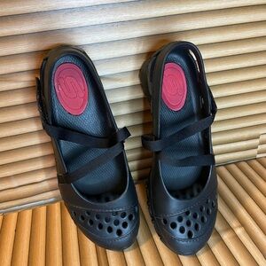 Skechers Black Flats with Dual Straps